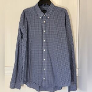 Jos. A. Bank Traveler Navy Checkered Button Down long sleeve dress Shirt